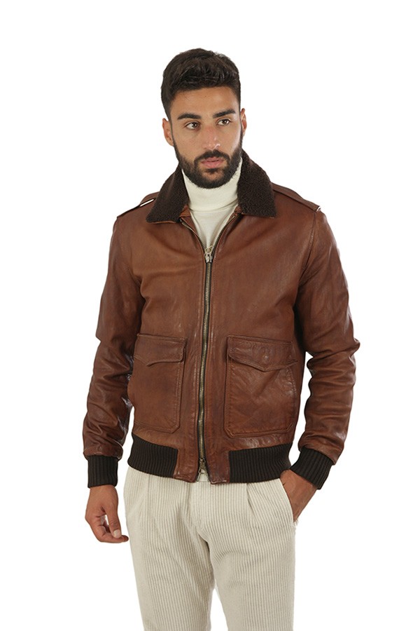 Leather Aviator VOLFAGLI Jacket