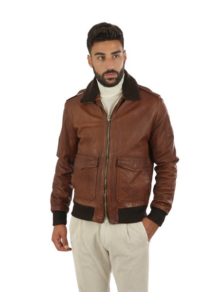 Leather Aviator VOLFAGLI Jacket