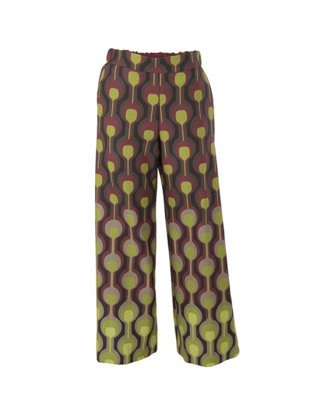 Temple Degradè Cady Trousers Green Black Bordeaux