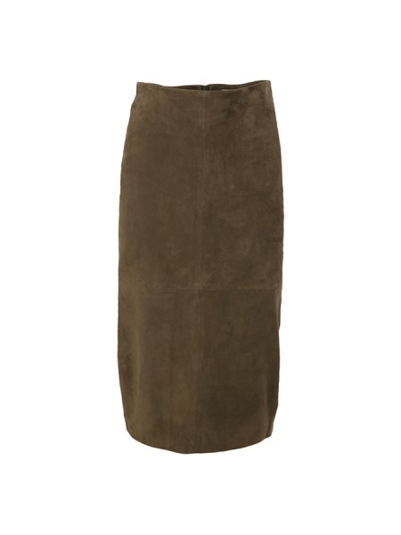 Midi KILTIE skirt in military green suede