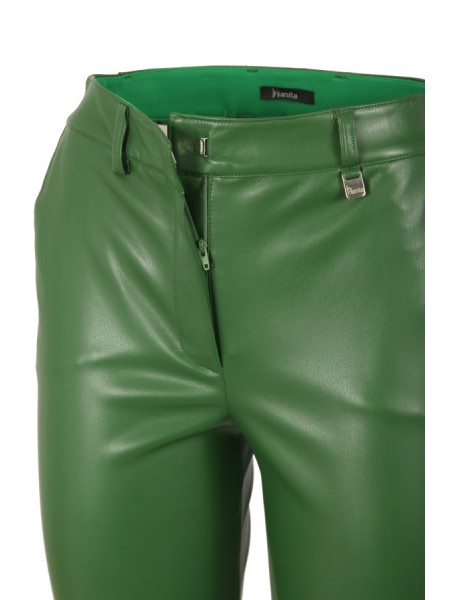 Hanita Basic trousers in green eco-leather