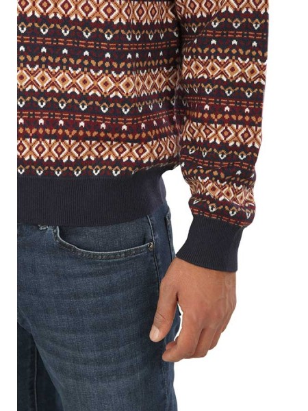 Sun68 Folk All Over Sweater Navy Blue