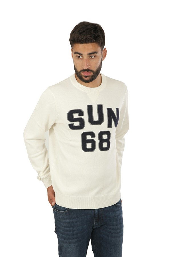 On Chest SUN68 Lettering On Chest Sweater White