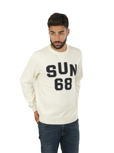 On Chest SUN68 Lettering On Chest Sweater White