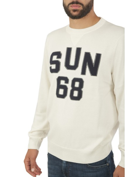 On Chest SUN68 Lettering On Chest Sweater White