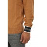 Sweater SUN68 Crew Neck Cuffs Stripes Camel