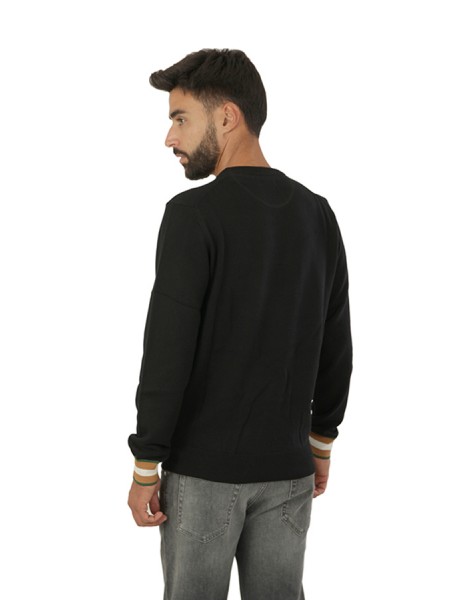 Sweater SUN68 Crew Neck Cuffs Stripes Black