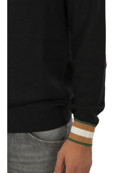 Sweater SUN68 Crew Neck Cuffs Stripes Black