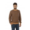 Elbow & Pocket Crew Neck SUN68 Sweater Jacquard Camel