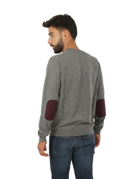 Elbow & Pocket Jacquard Crew Neck SUN68 Sweater Medium Grey