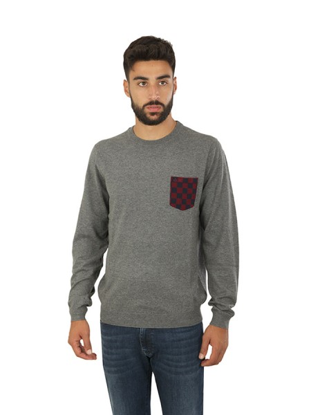 Elbow & Pocket Jacquard Crew Neck SUN68 Sweater Medium Grey