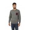 Maglia Sun68 Girocollo Elbow & Pocket Jacquard Grigio Medio