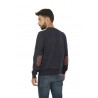 Elbow & Pocket Jacquard Crew Neck Sweater SUN68 Navy Blue