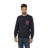 Elbow & Pocket Jacquard Crew Neck Sweater SUN68 Navy Blue