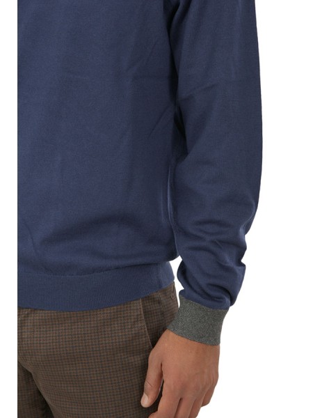 Sun68 Elbow Blue Crew Neck Sweater