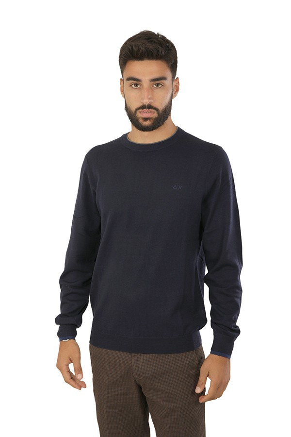 Double Navy Blue Crewneck SUN68 Sweater