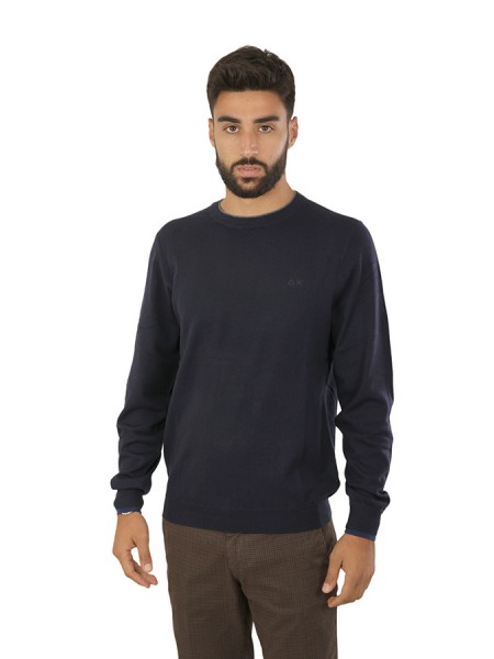 Double Navy Blue Crewneck SUN68 Sweater