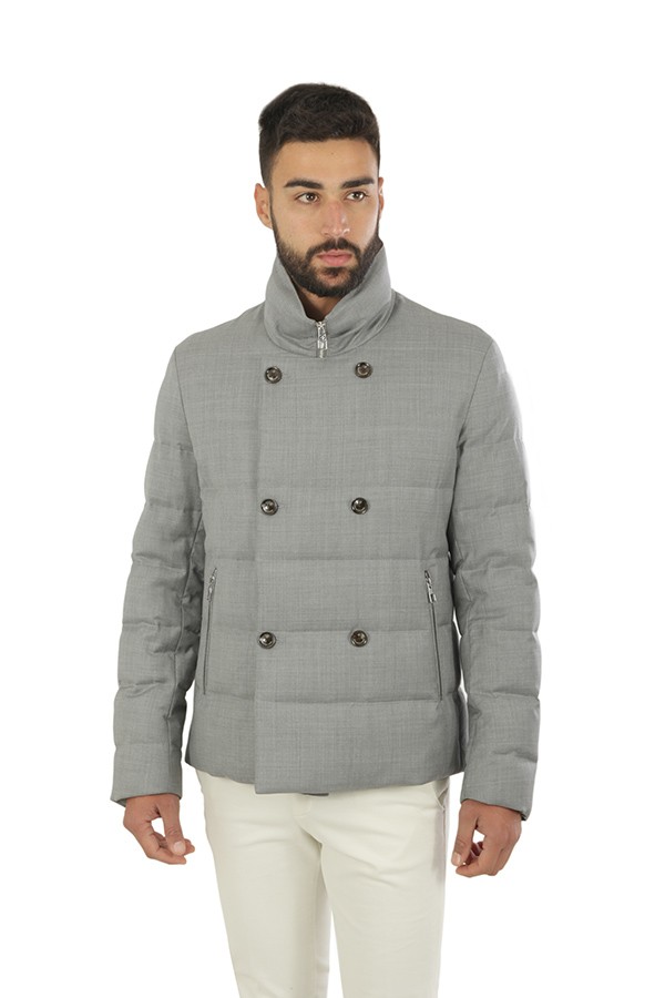 Grey Double-Breasted MONTECORE Down Jacket