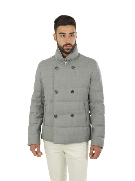 Grey Double-Breasted MONTECORE Down Jacket