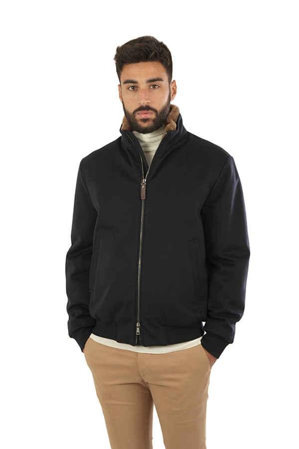 Blue Cashmere CANALI Bomber Jacket