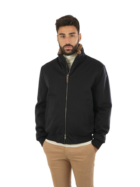 Blue Cashmere CANALI Bomber Jacket