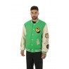 College bomber clothing with pachwok 46% polyester 46% acrylic 8% wool