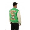 College bomber clothing with pachwok 46% polyester 46% acrylic 8% wool