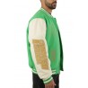 College bomber clothing with pachwok 46% polyester 46% acrylic 8% wool