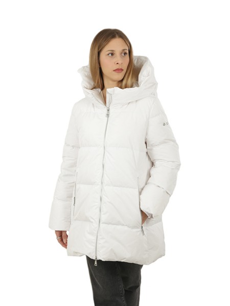 Clothing hooded down jacket hood edge printed with logo that can be hidden side pockets betelles with log