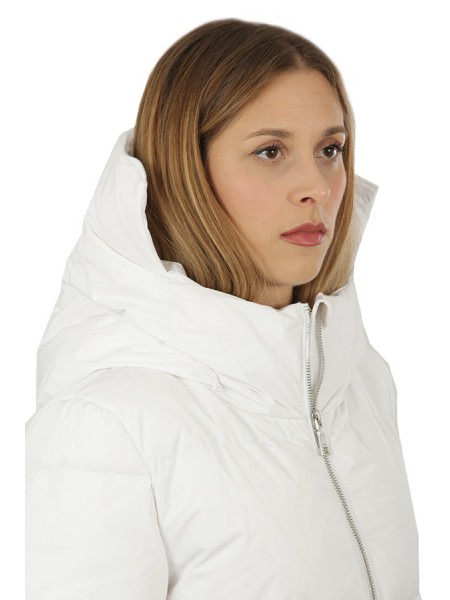 Clothing hooded down jacket hood edge printed with logo that can be hidden side pockets betelles with log