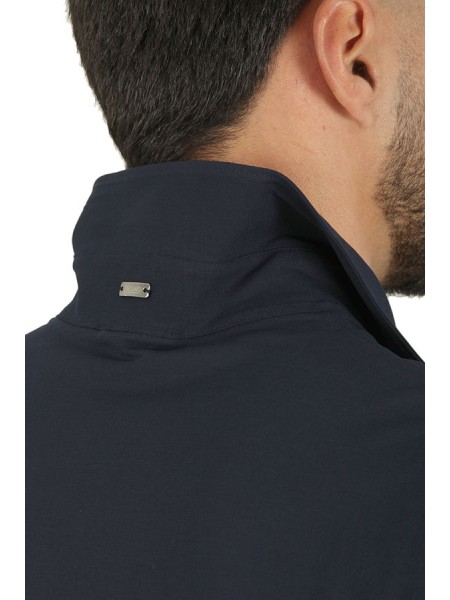 Herno polo shirt in navy blue crepe jersey