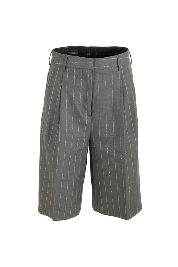 Bermuda SEMICOUTURE Ellen Pinstripe Bouclé Grey