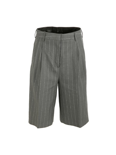 Bermuda SEMICOUTURE Ellen Pinstripe Bouclé Grey