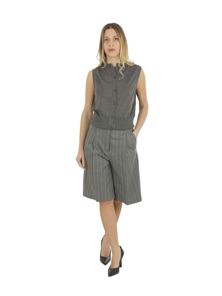 Bermuda SEMICOUTURE Ellen Pinstripe Bouclé Grey