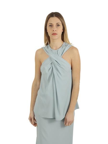 Top ERIKA CAVALLINI Tax in Crepe de Chine Ocean