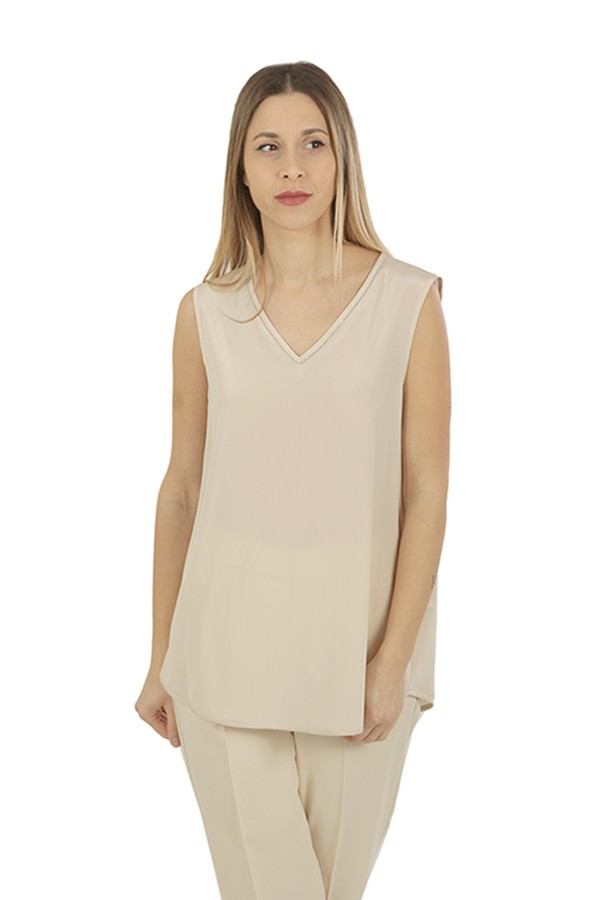 Crepe de Chine PESERICO top in stretch silk