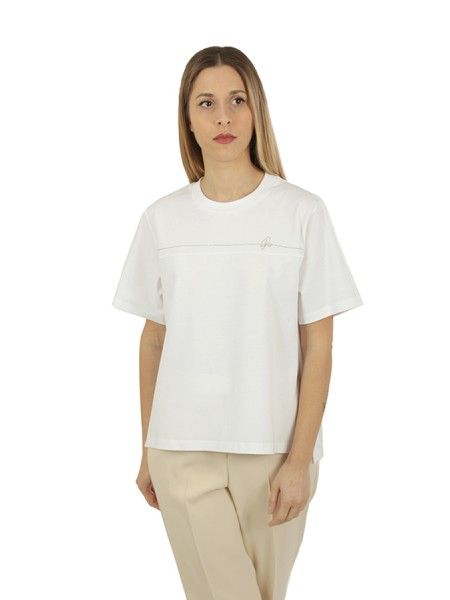 Peserico T-shirt in White Cotton Jersey