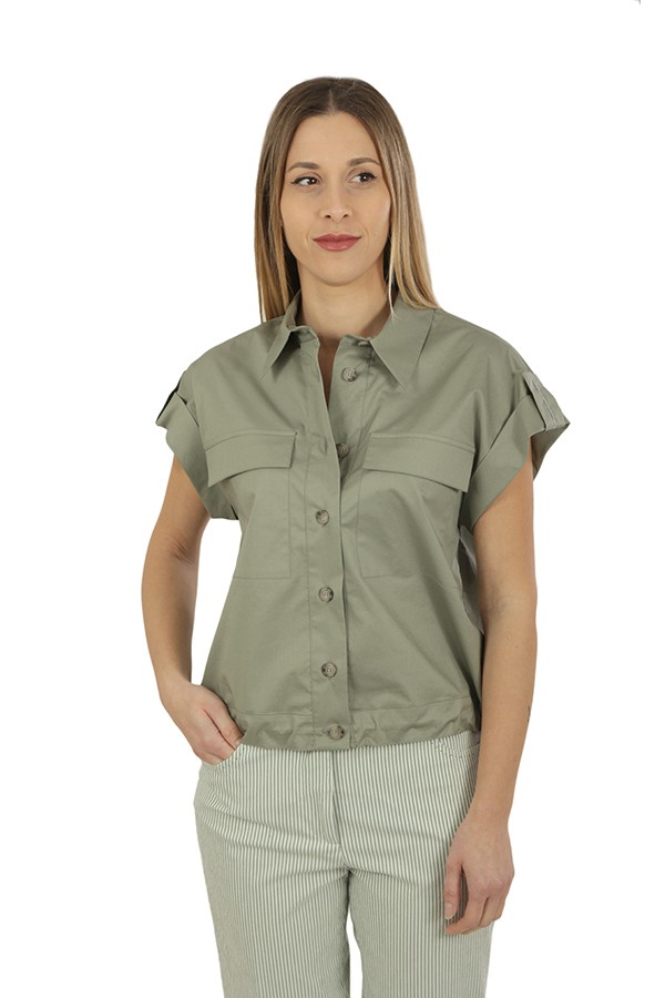 Peserico shirt in green light satin