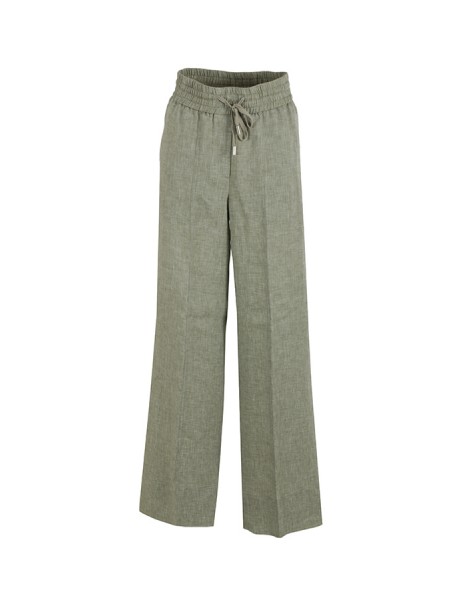 Peserico trousers in pure green linen