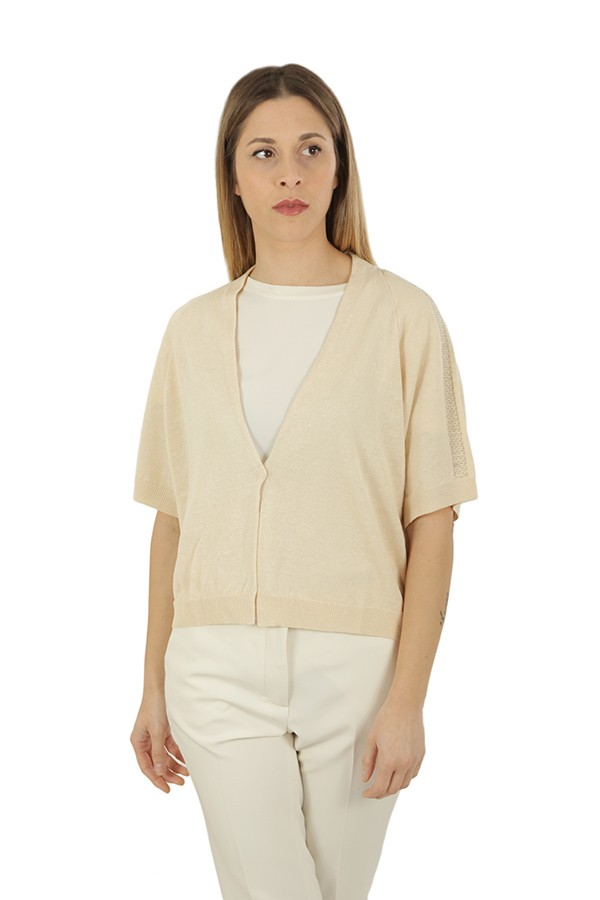 Peserico Crop Linen Cardigan