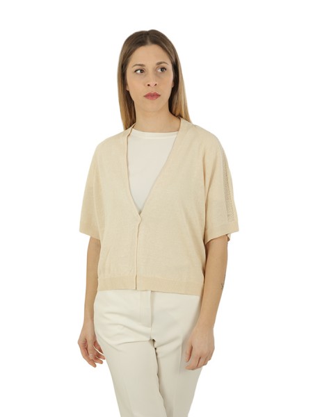 Peserico Crop Linen Cardigan