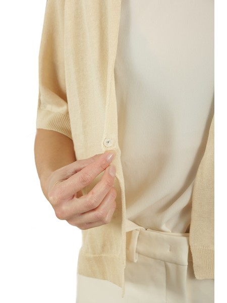 Peserico Crop Linen Cardigan