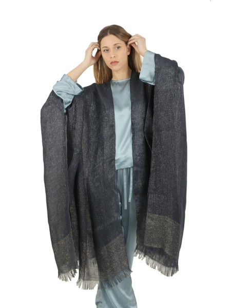 Blue linen PESERICO kimono stole