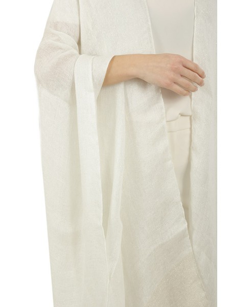 White linen PESERICO Kimono stole