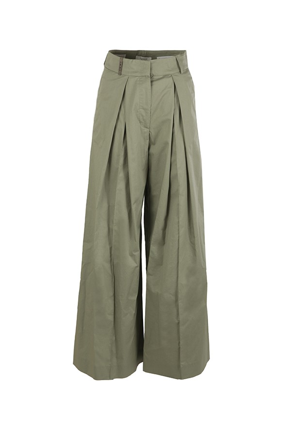 Peserico trousers in light cotton satin Verde Laguna