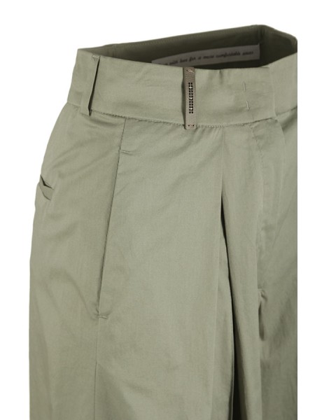 Peserico trousers in light cotton satin Verde Laguna