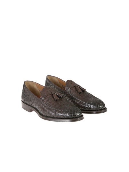 Dark Brown DOUCAL'S Braided Moccasin