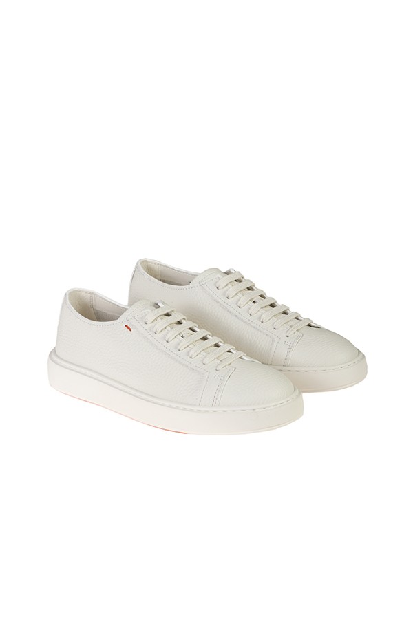 Santoni tumbled leather sneakers White