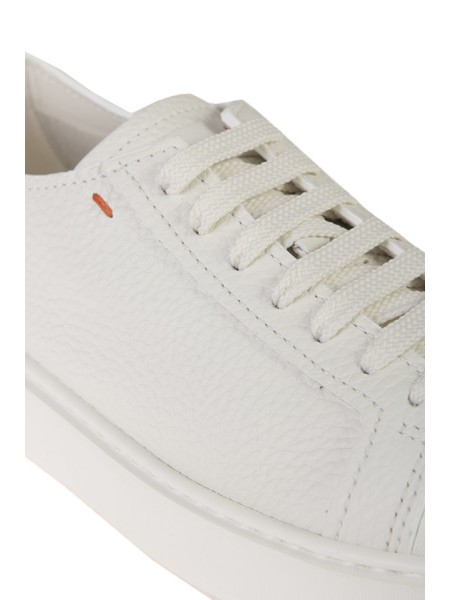 Santoni tumbled leather sneakers White