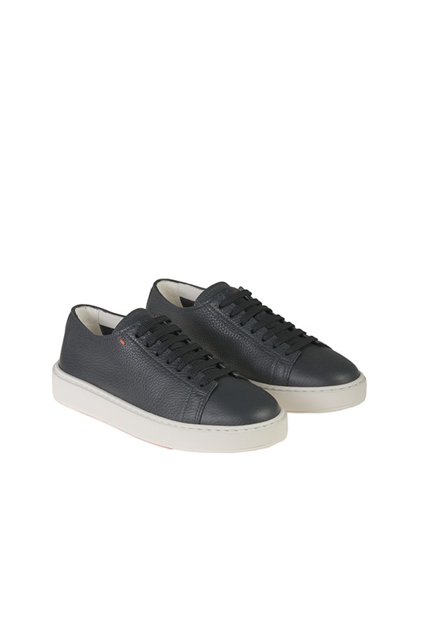 Santoni tumbled leather sneaker Blue